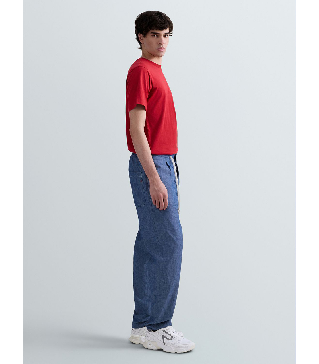 シャンブレーテーパードフィットパンツ（セットアップ） 詳細画像 ブルー 4